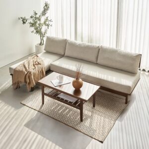 Ghế Sofa Góc Chữ L Gỗ Cao Su Tự Nhiên